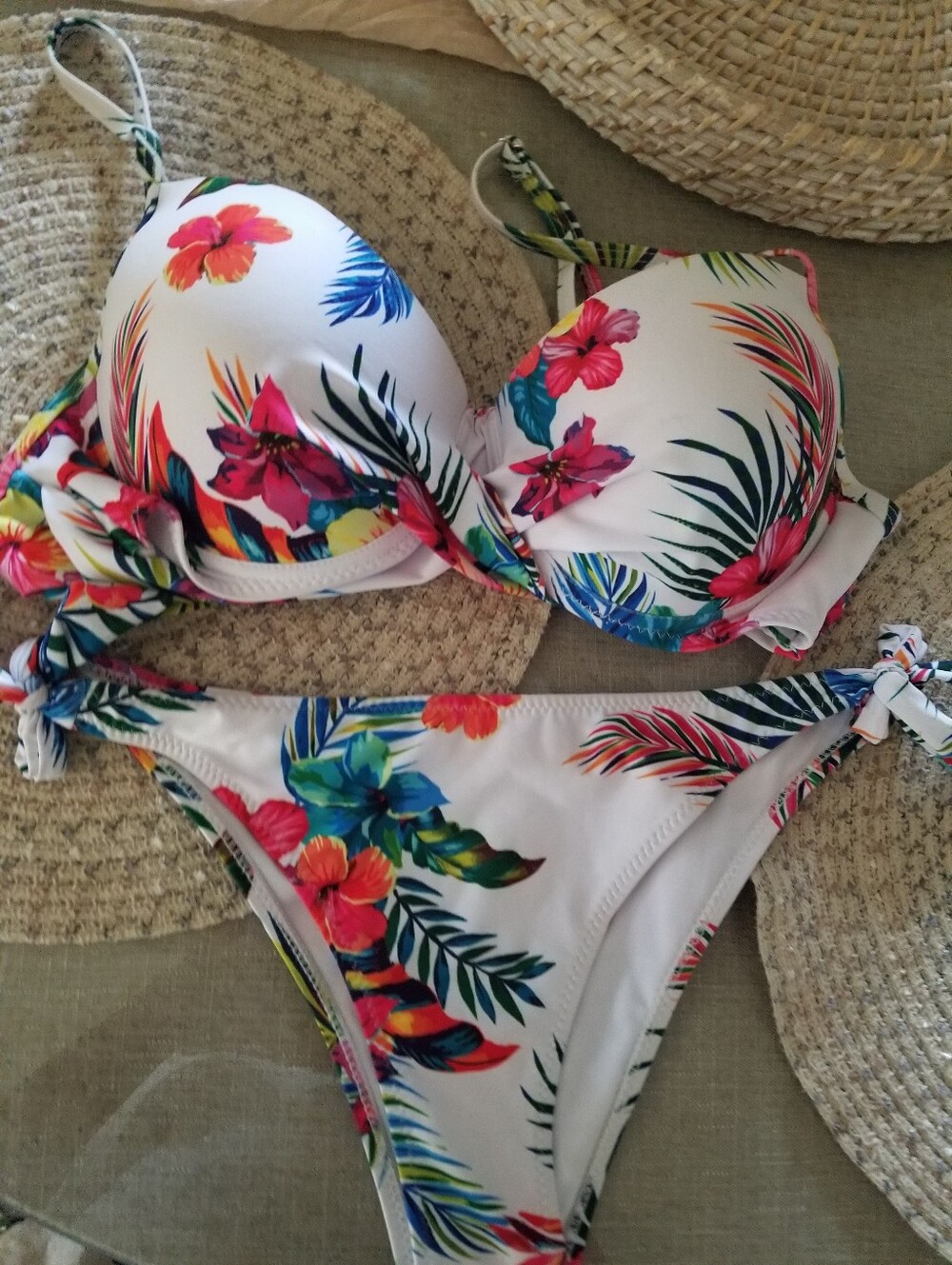 Tropical Beach Bikini Set Size Medium Adjustable Straps